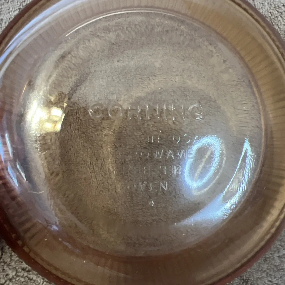 Vtg 2 Corning Ware Visions Amber Glass Bowls Storage 1 Pint‎ C-16-B